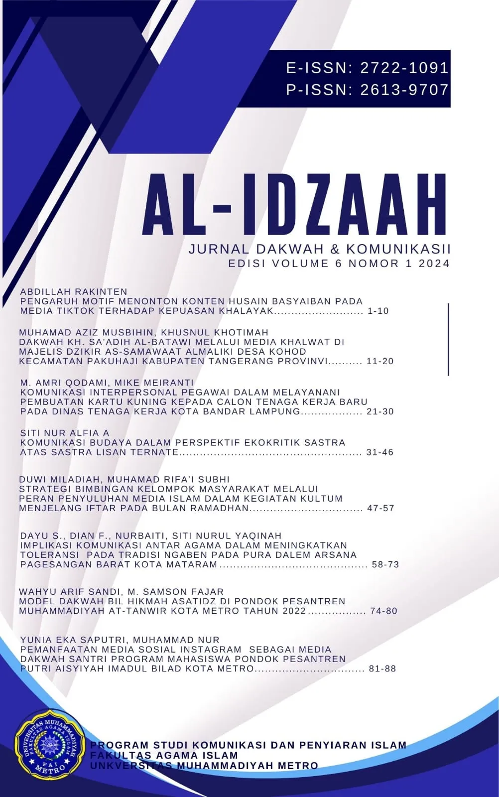 AL-IDZAAH: Jurnal Dakwah dan Komunikasi