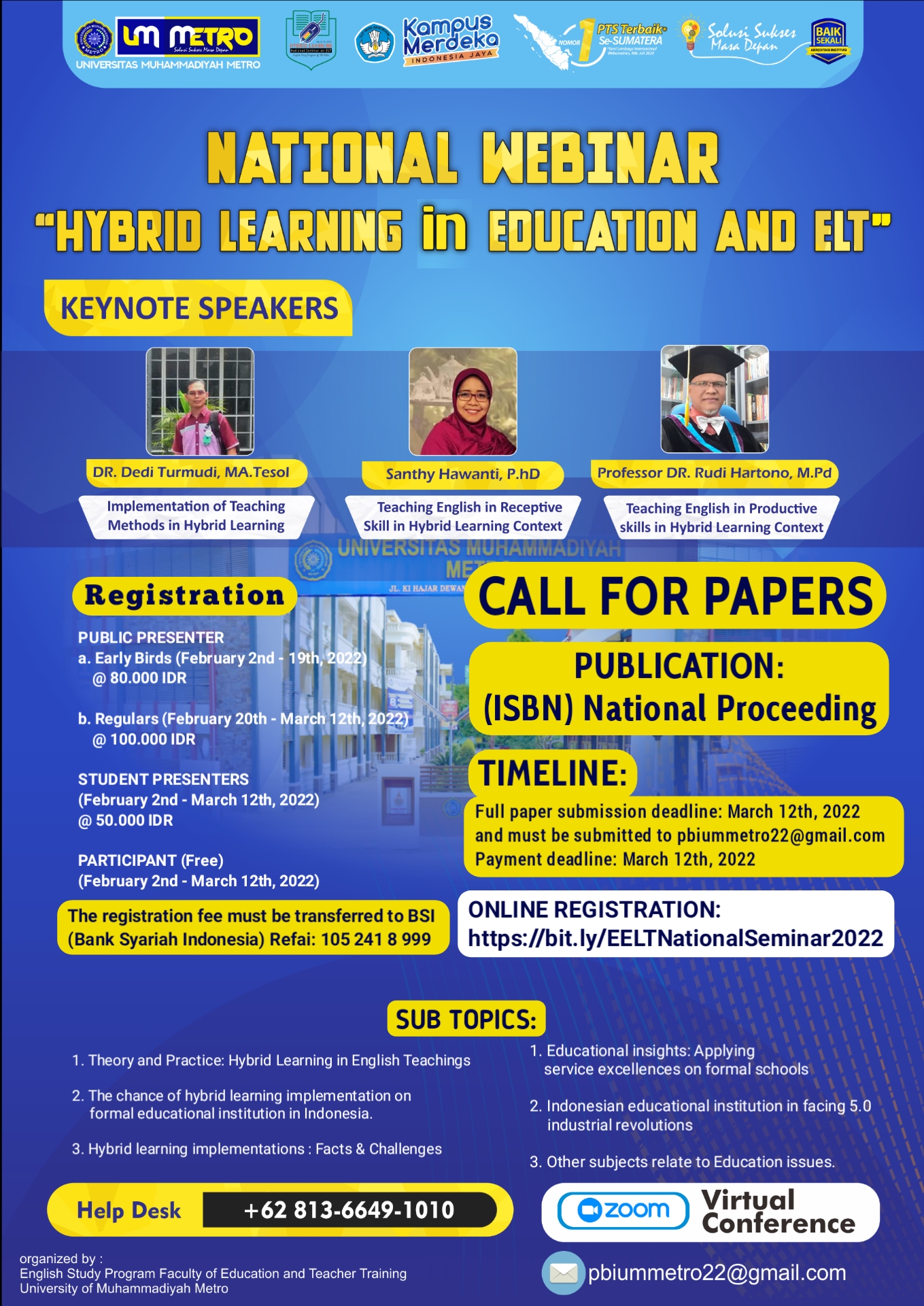 National Webinar &amp; Call for Paper: Hybrid Learning in Education and ELT
