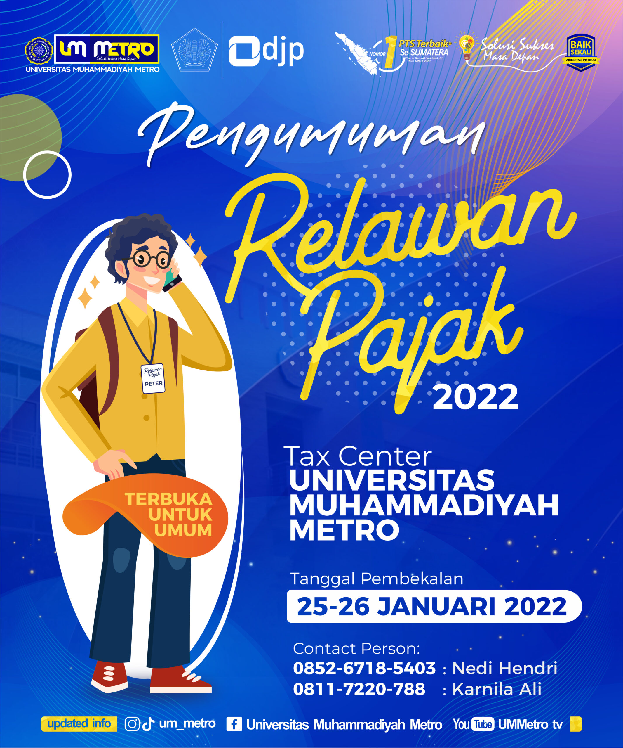 Pengumuman Peserta Relawan Pajak UM Metro Tahun 2022