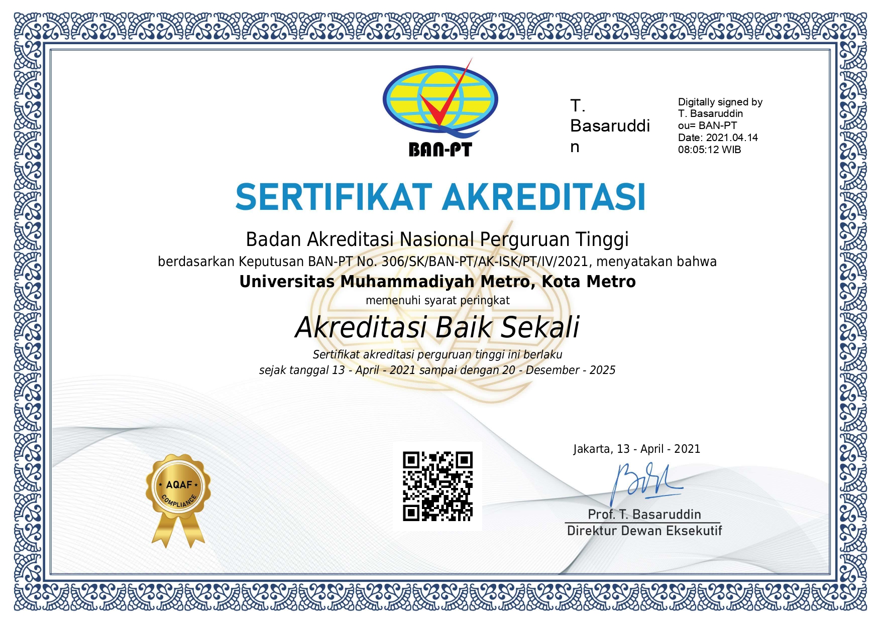 Akreditasi Universitas Muhammadiyah Metro