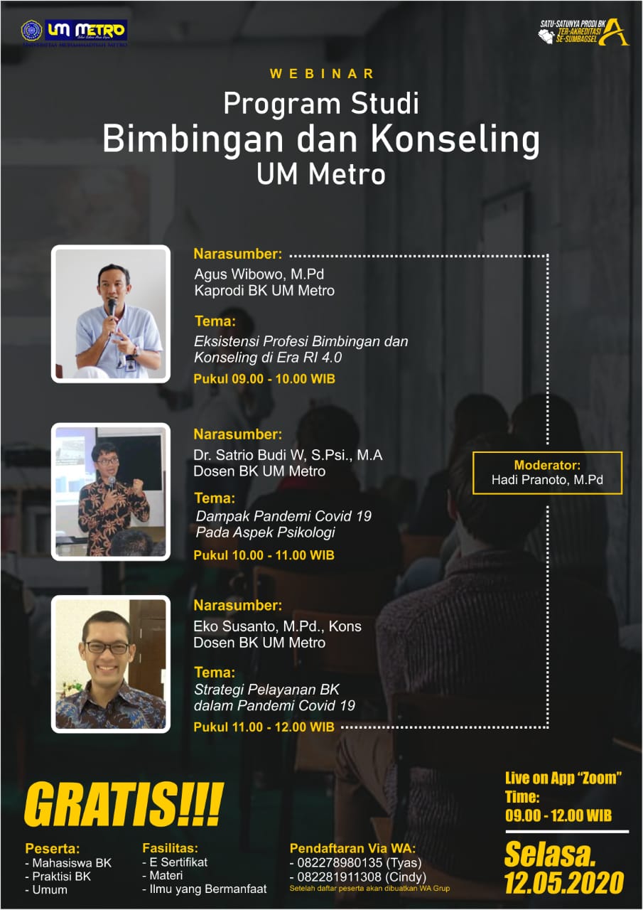 Di Tengah Covid-19, Webinar Prodi BK UM Metro Diikuti Ratusan Akademisi dan Praktisi BK di Nusantara