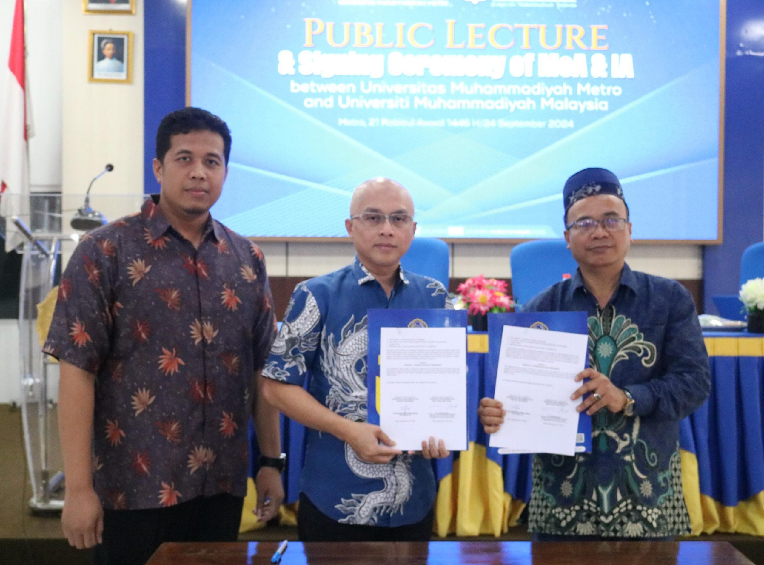 UM Metro gelar acara International public lecture dan penandatanganan MOA dan IA antara Universitas muhammadiyah Metro dan Universitas Muhammadiyah Malaysia