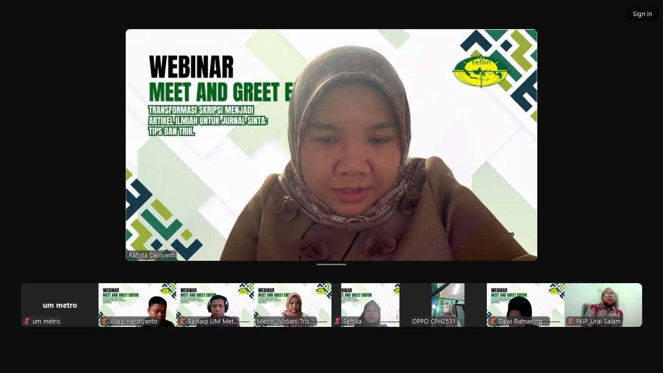TEFLIN Lambeng Sukses Hadirkan 9 Editor Jurnal ELT Bertajuk Meet and Greet Editors: Transformasi Skripsi Menjadi Artikel Ilmiah di Jurnal SINTA
