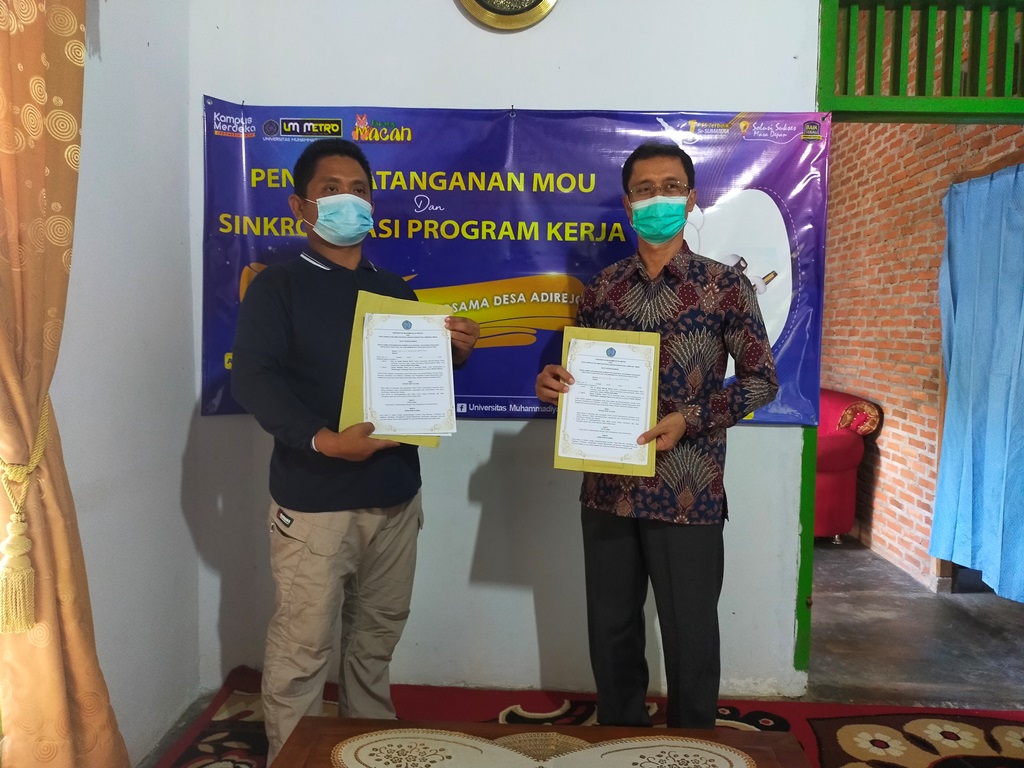 Laksanakan PHP2D, UM Metro Gandeng Desa Adirejo Tandangani Nota Kesepahaman dan Perjanjian Kerja Sama