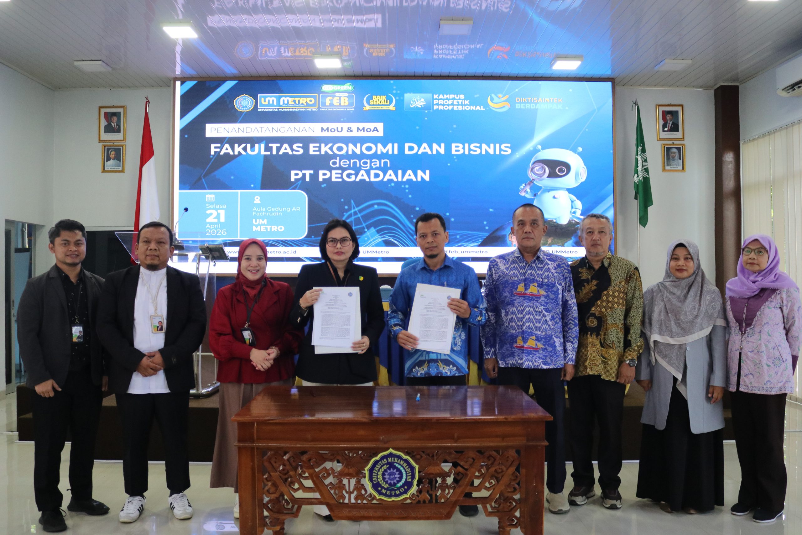 Perkuat Kompetensi Mahasiswa, FEB UM Metro Teken MoA dengan PT Pegadaian (Persero) Area Lampung