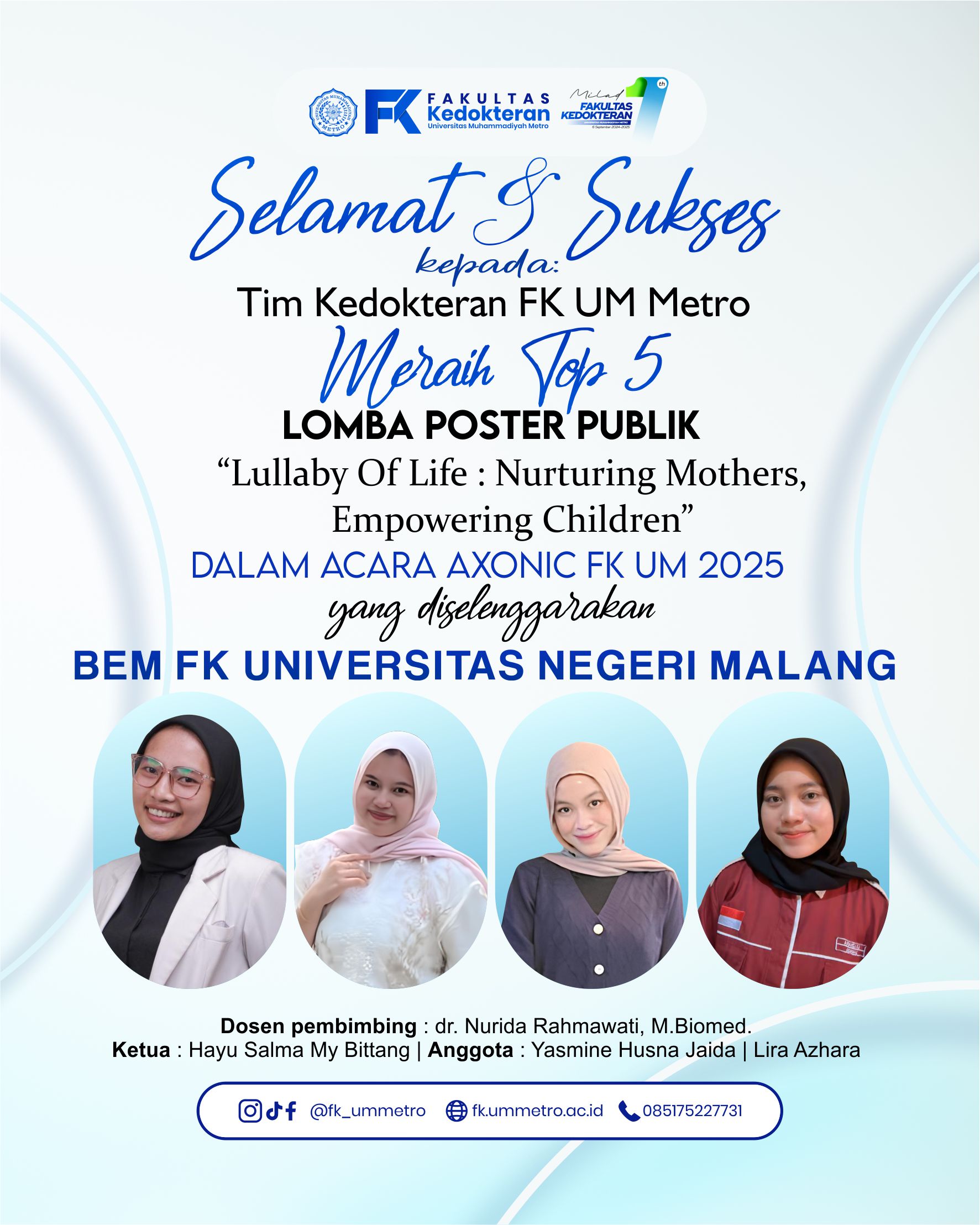 FK UM Metro Toreh Prestasi Nasional, Masuk Top 5 Lomba Poster Publik AXONIC 2025