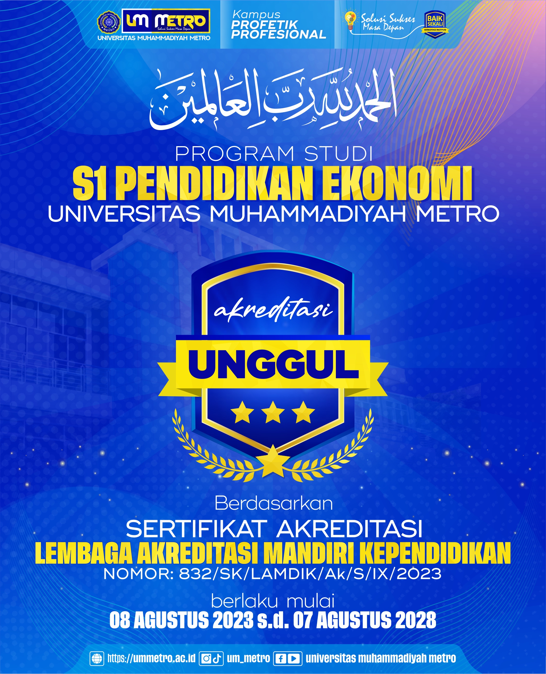 Prodi Pendidikan Ekonomi FKIP UM Metro Raih Akreditasi 'UNGGUL'