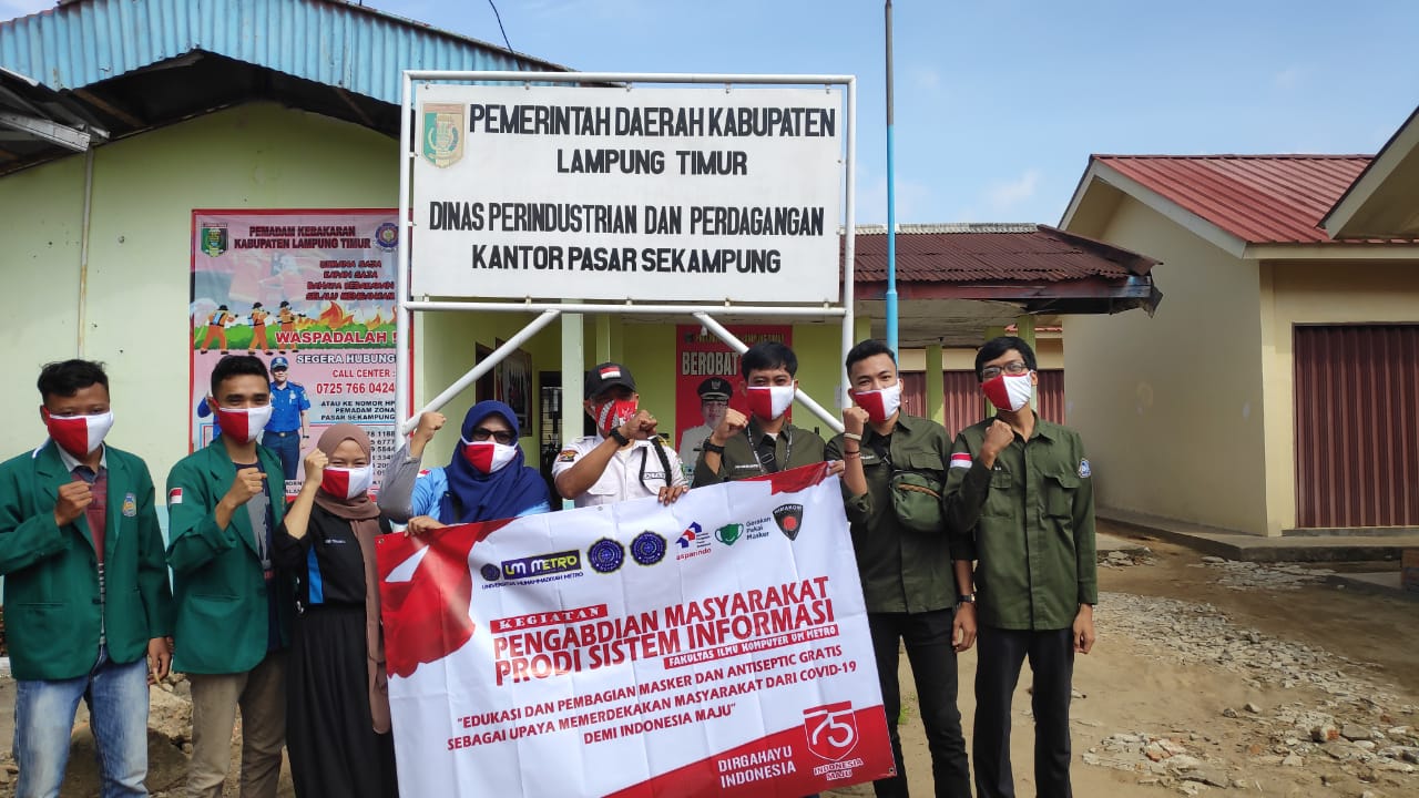 D-III Sistem Informasi FIKOM UM Metro Bagikan 1000 Masker dan Antiseptik untuk Mengedukasi Masyarakat (PHBS)