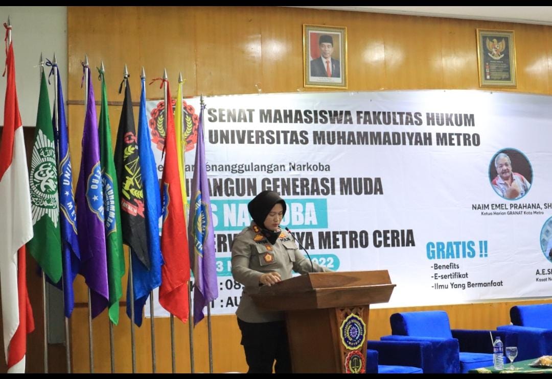 Dihadiri Kapolres Metro, Senat Mahasiswa FH Sukses Gelar Seminar Penanggulangan Narkoba