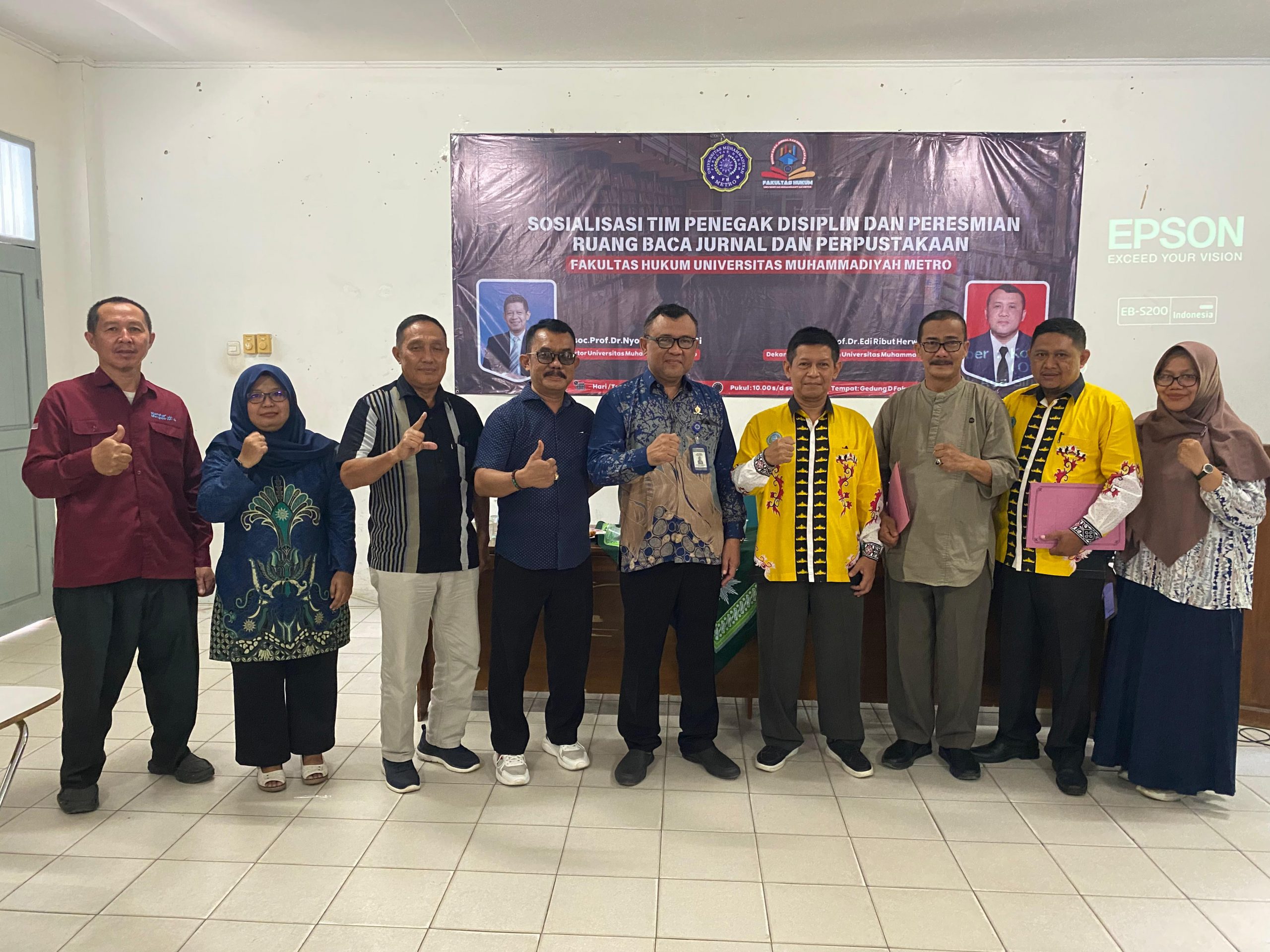 Fakultas Hukum UM Metro Gelar Sosialisasi Tim Penegak Disiplin serta Resmikan Ruang Baca Jurnal dan Perpustakaan