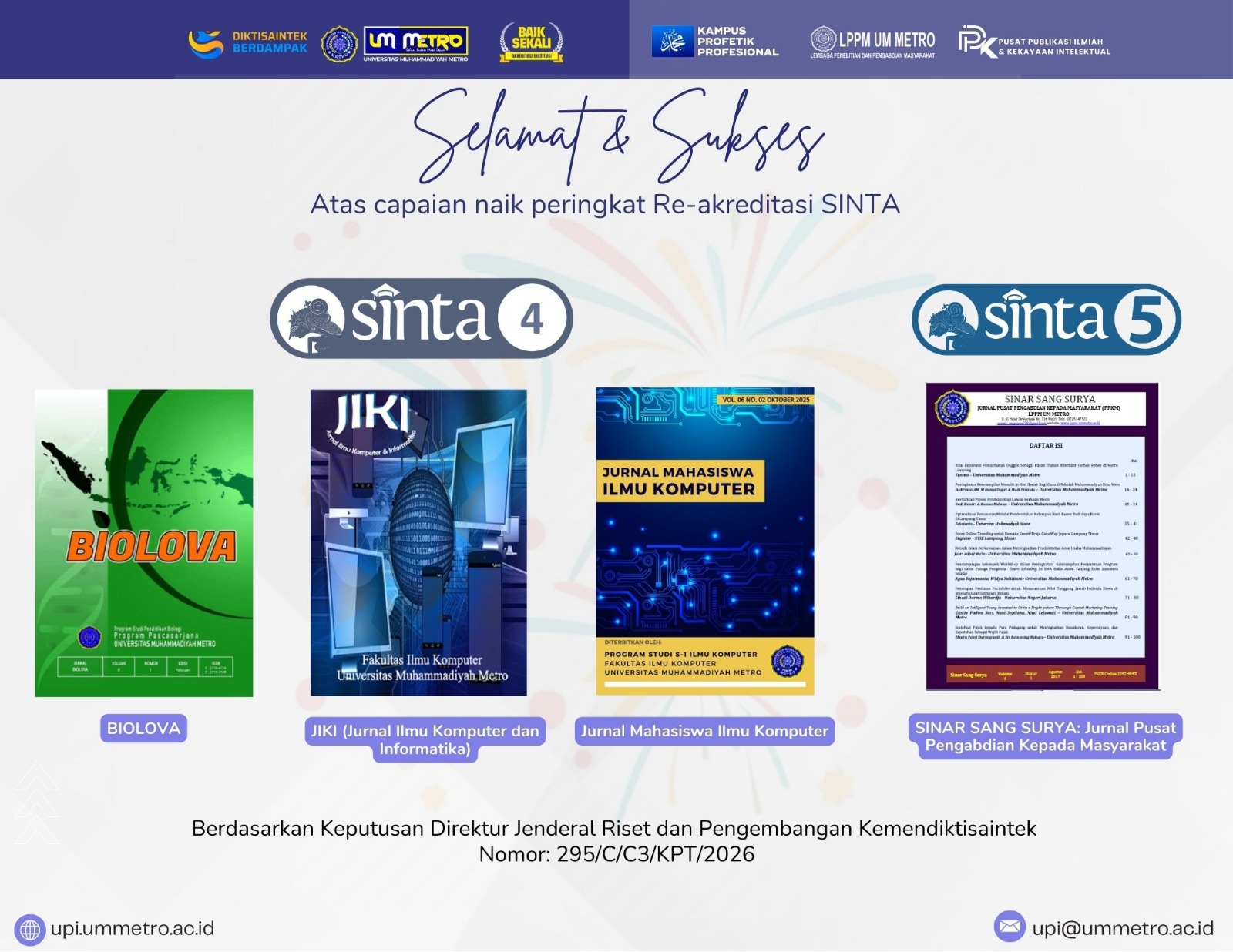UM Metro Perkuat Reputasi Akademik Global Lewat Re-akreditasi Empat Jurnal Ilmiah