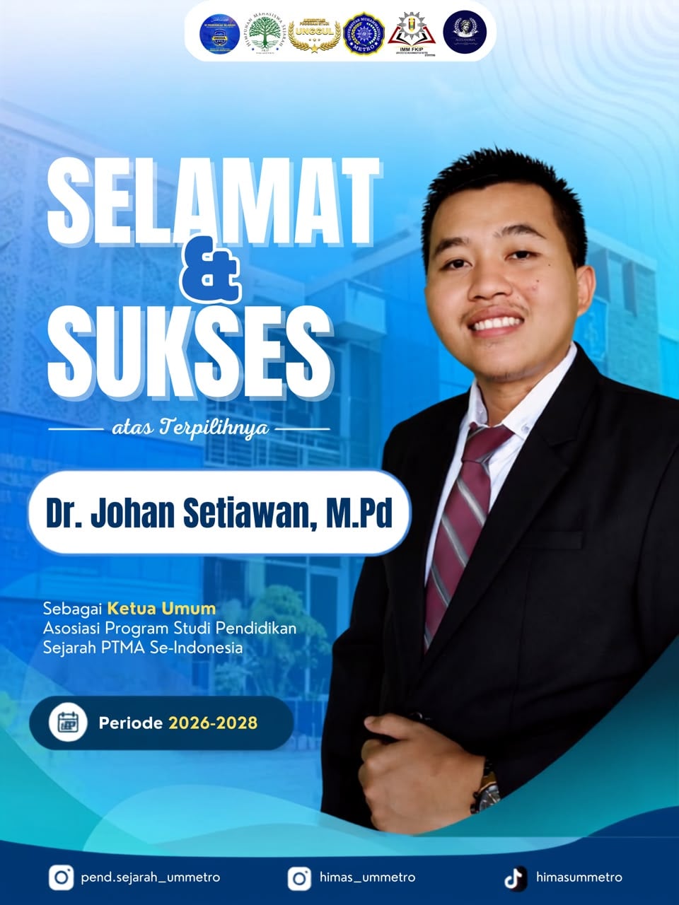 Kaprodi Pendidikan Sejarah UM Metro Terpilih sebagai Ketua Umum APPS PTMA se-Indonesia