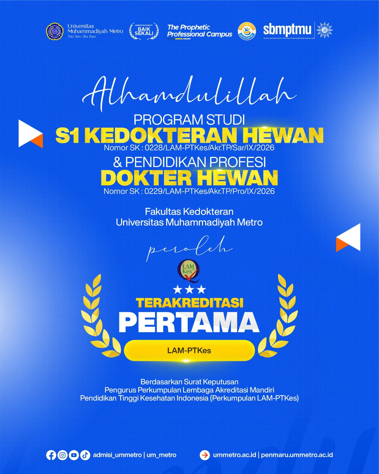 UM Metro Raih Akreditasi Pertama untuk S1 Kedokteran Hewan dan Pendidikan Profesi Dokter Hewan