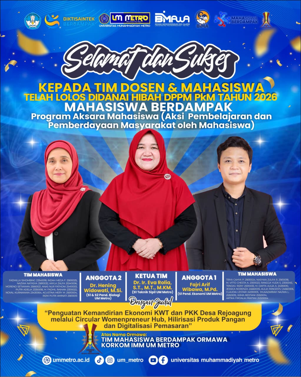 UM Metro Loloskan Dua Tim Dosen dan Mahasiswa dalam Program Mahasiswa Berdampak Aksara Mahasiswa Tahun 2026