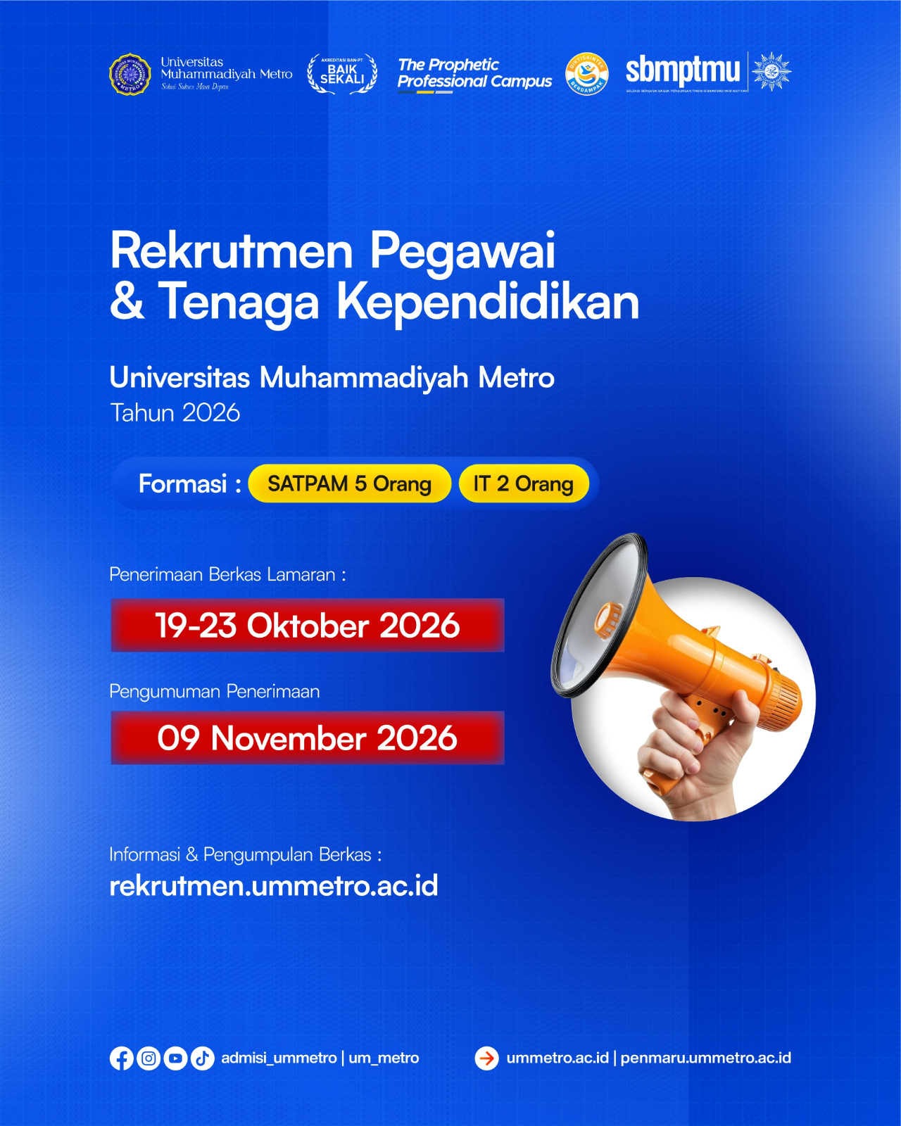 [UPDATE] REKRUTMEN PEGAWAI DAN TENAGA KEPENDIDIKAN UM METRO TAHUN 2026